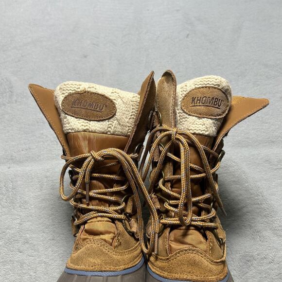 Khombu Combat Suede Sherpa Boots Womens Size 8 Duck Hiking Waterproof Snow - Picture 4 of 15